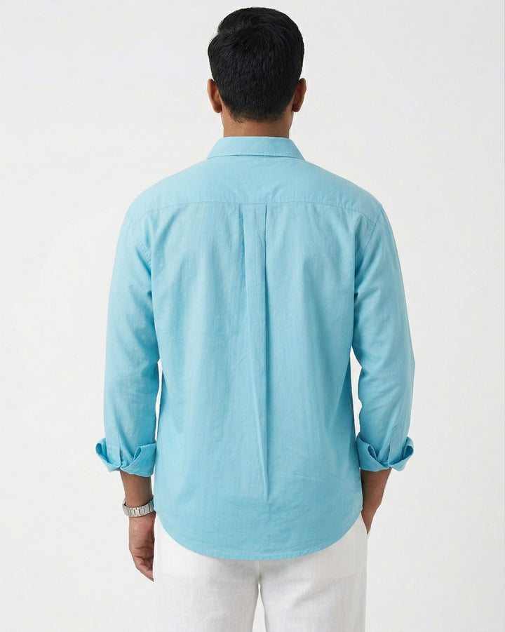 Powder Blue Cotton Poplin Shirt