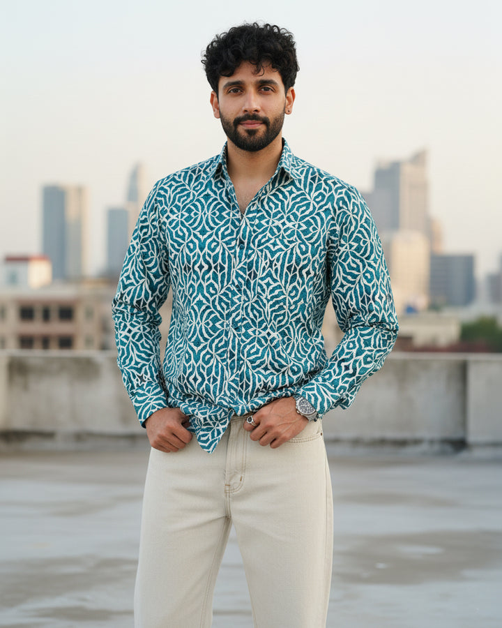 Sea Green Mirage Cotton Poplin Shirt