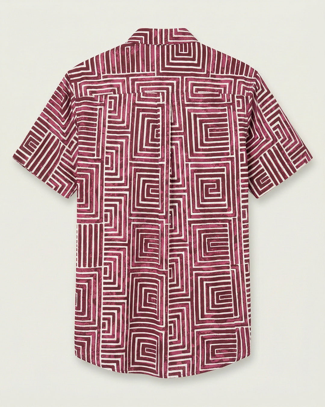 Wine Gridlock Cotton Poplin Half Sleeve Shirt