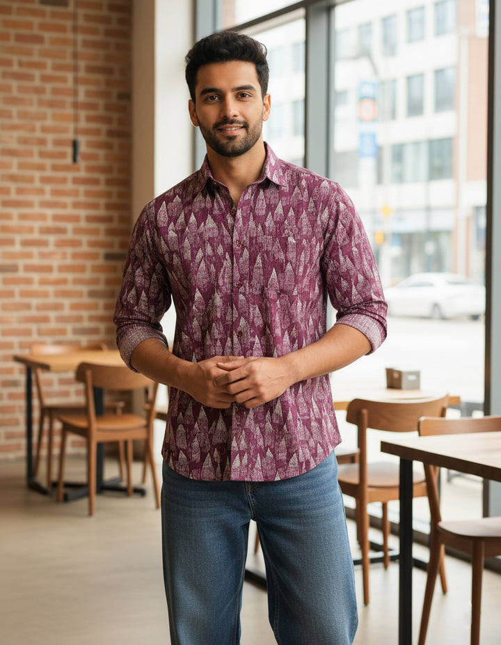Wine Wedges Cotton Poplin Shirt
