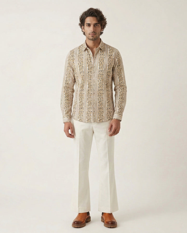 Beige Horizon Cotton Poplin Shirt