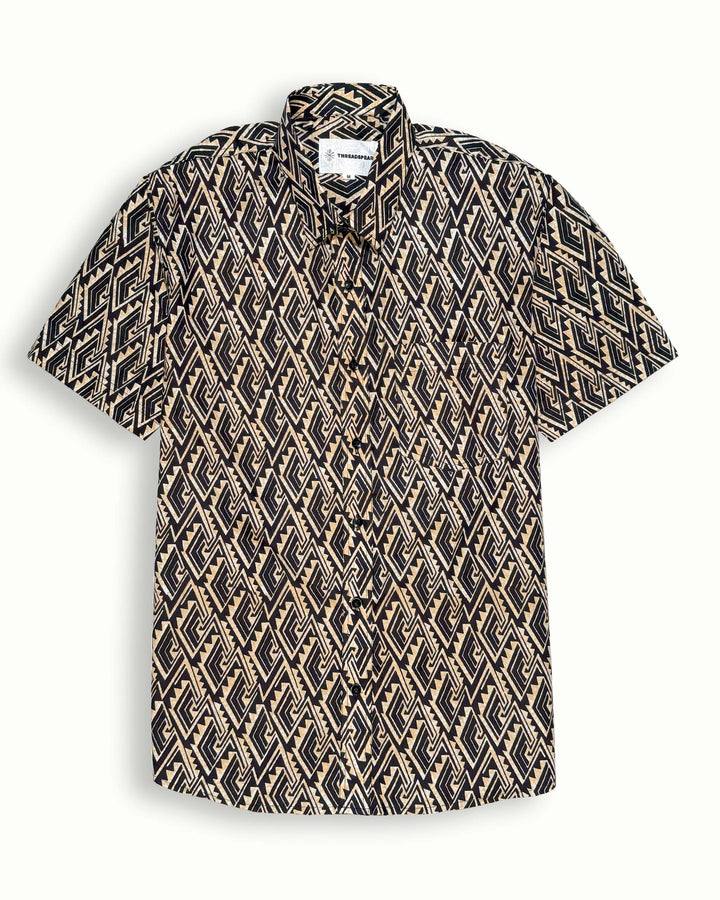 black rust printed half sleeve shirt for men