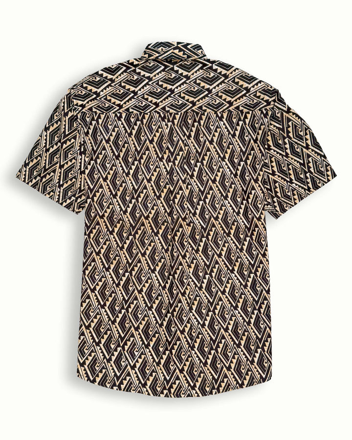 black rust printed half sleeve shirt for men