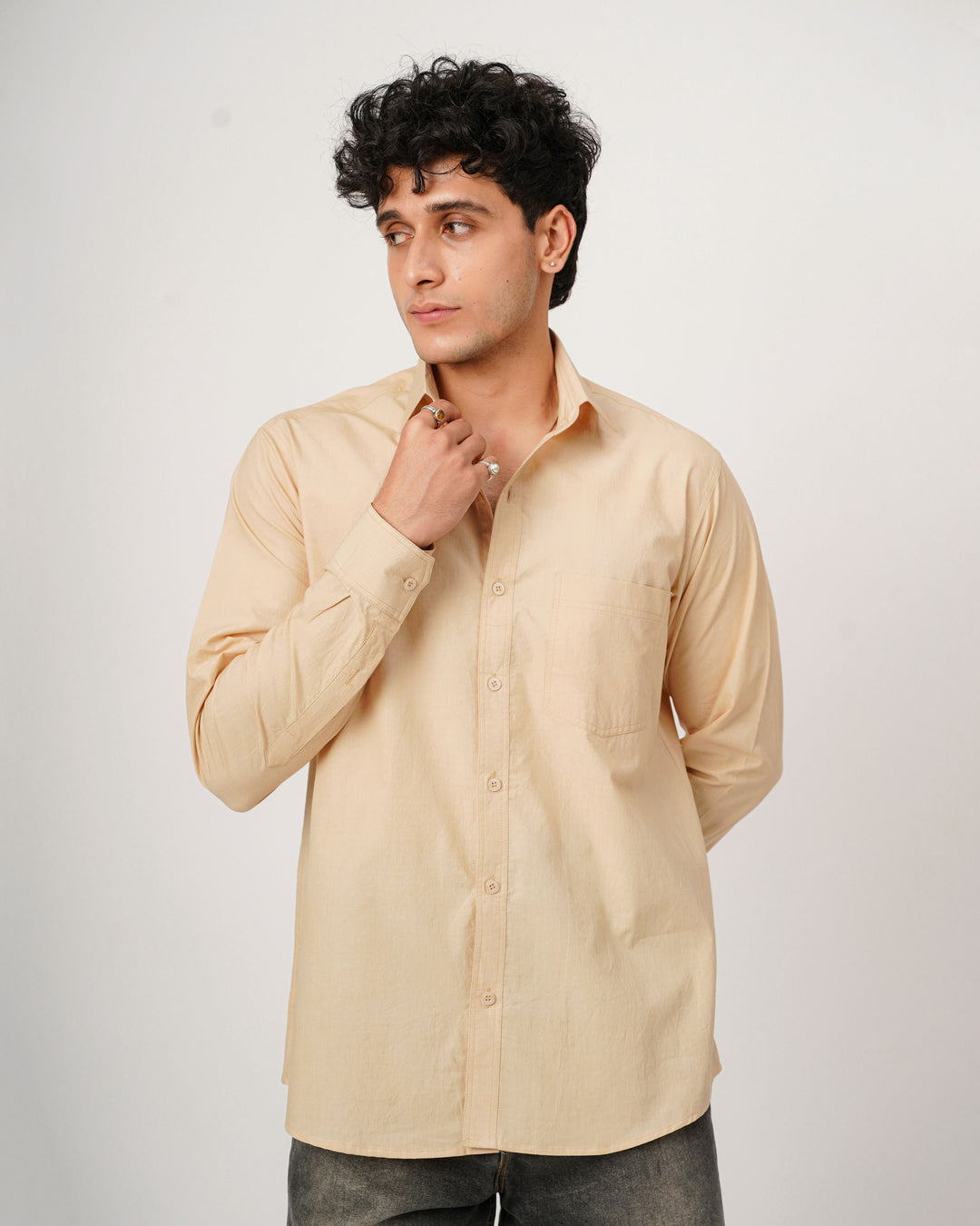 beige full sleeve shirt for men