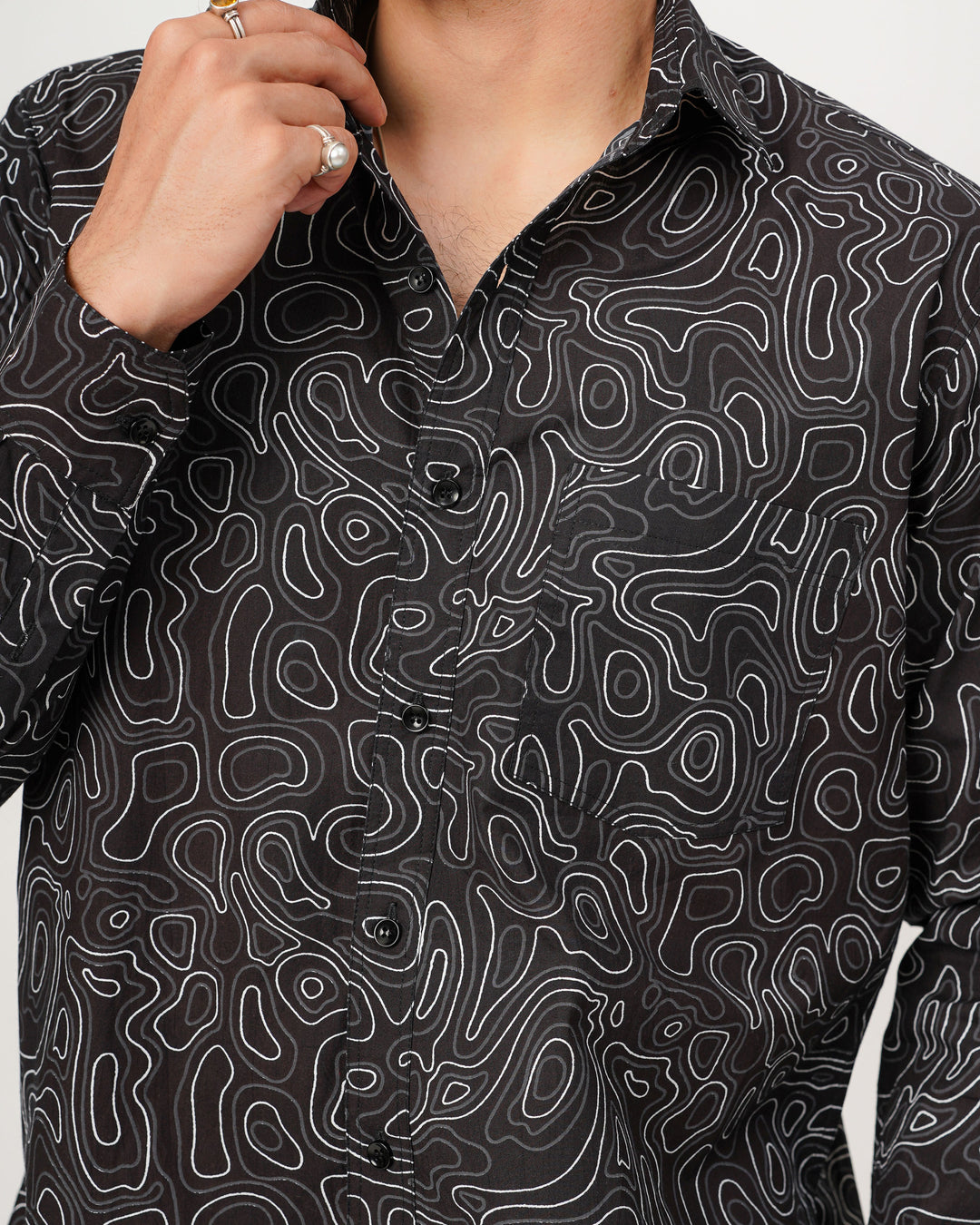 black printed full sleeve shirt for men