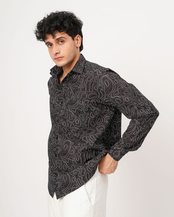 black printed full sleeve shirt for men
