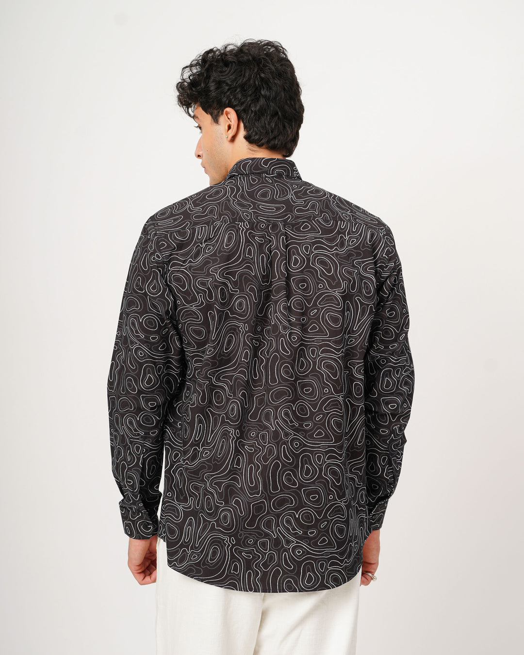 black printed full sleeve shirt for men