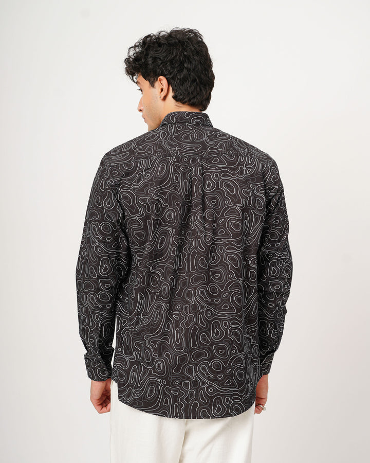 black printed full sleeve shirt for men