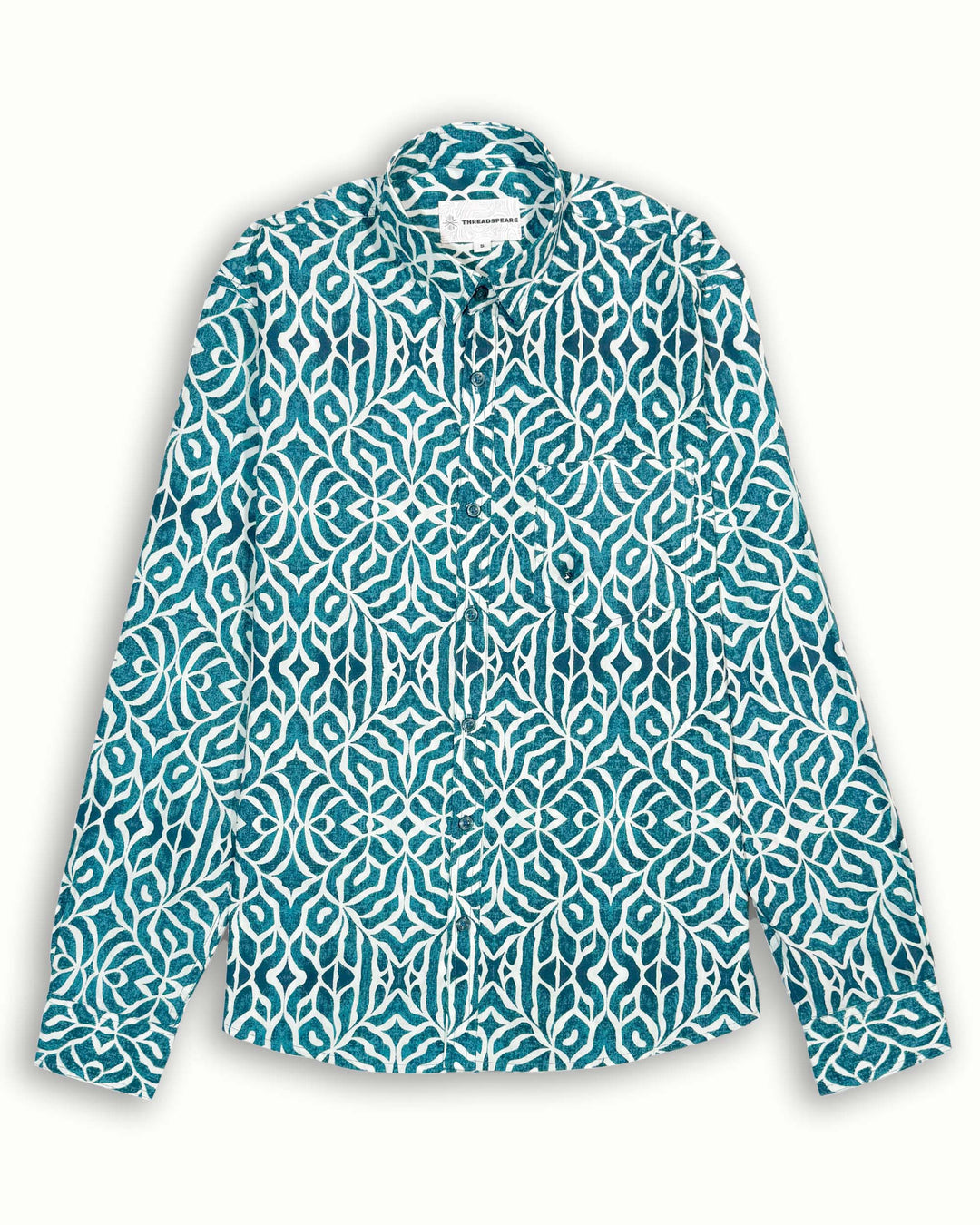 blue green printed full sleeve shirt for men