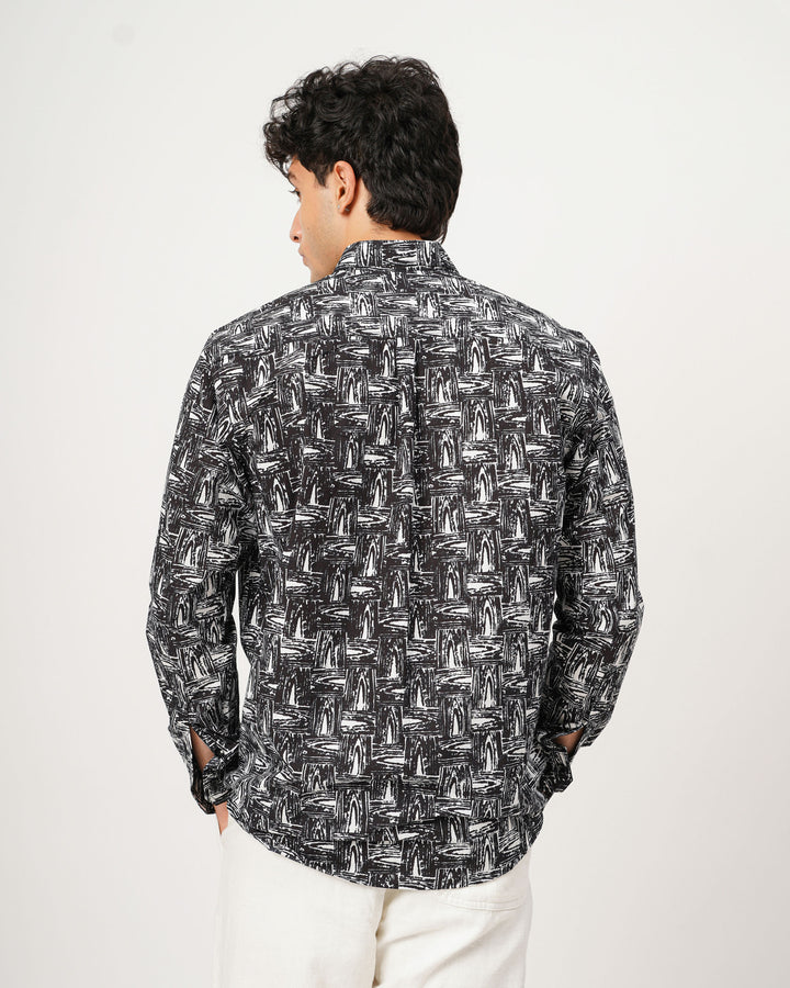 black printed full sleeve shirt for men