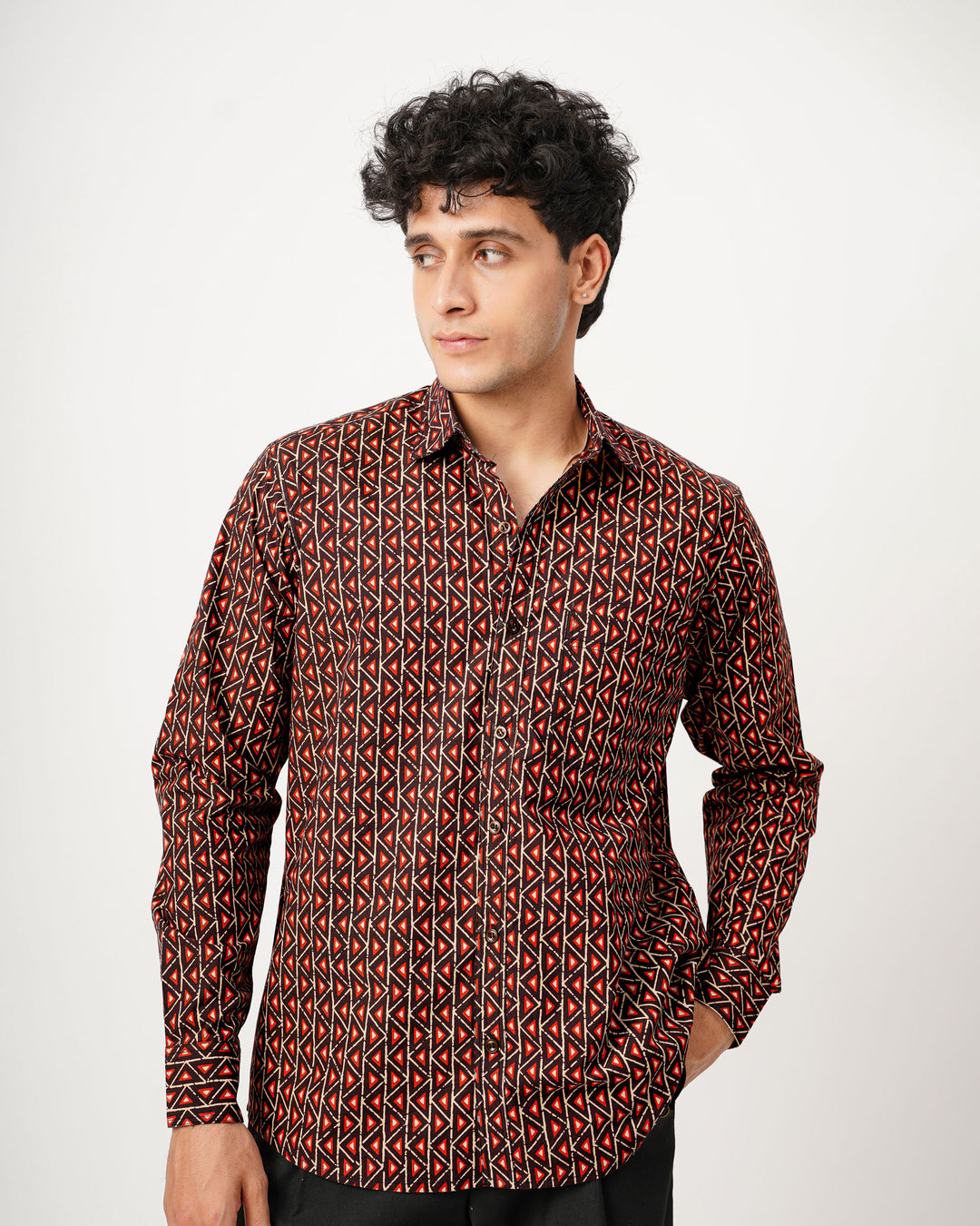 black printed full sleeve shirt for men