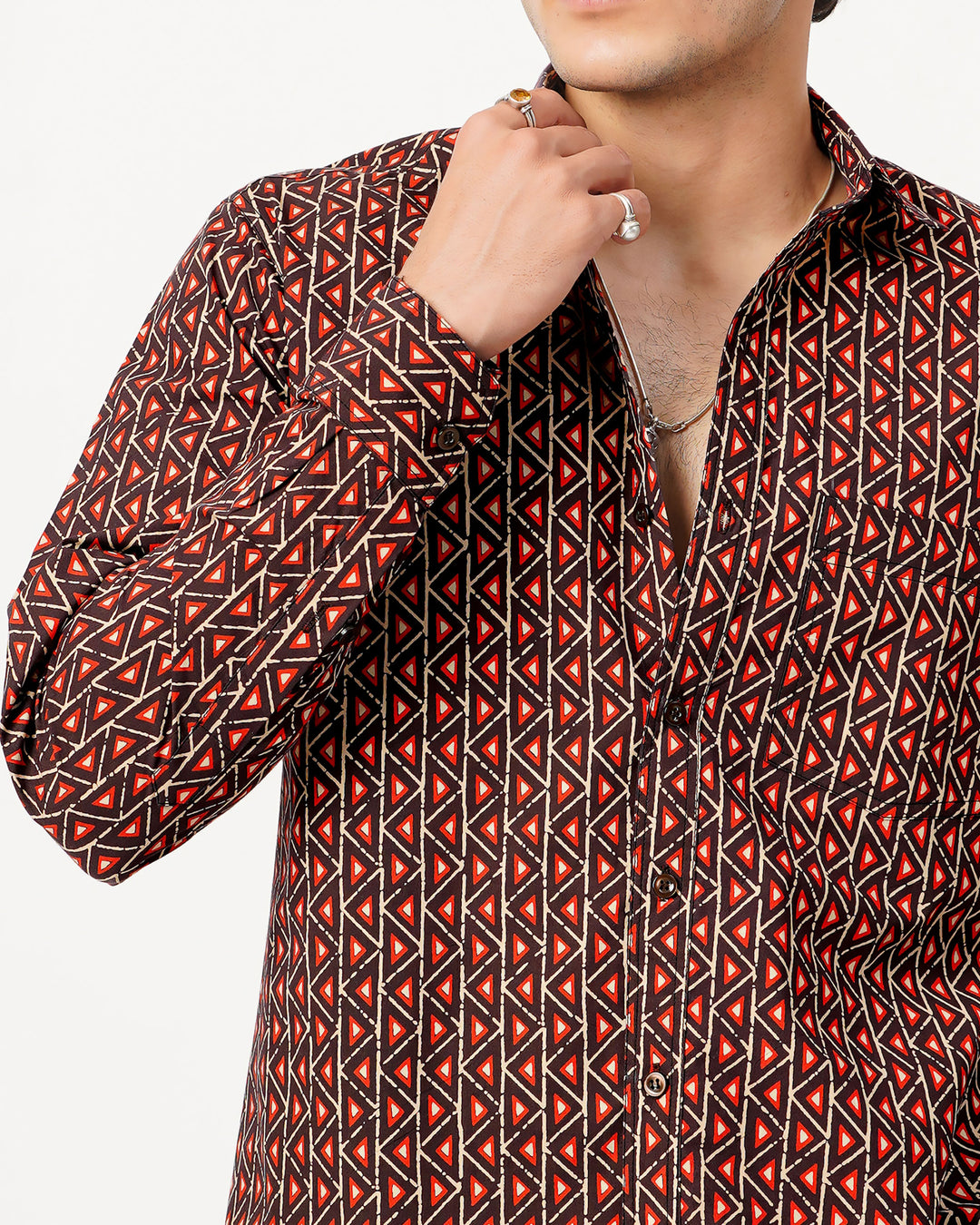 black printed full sleeve shirt for men