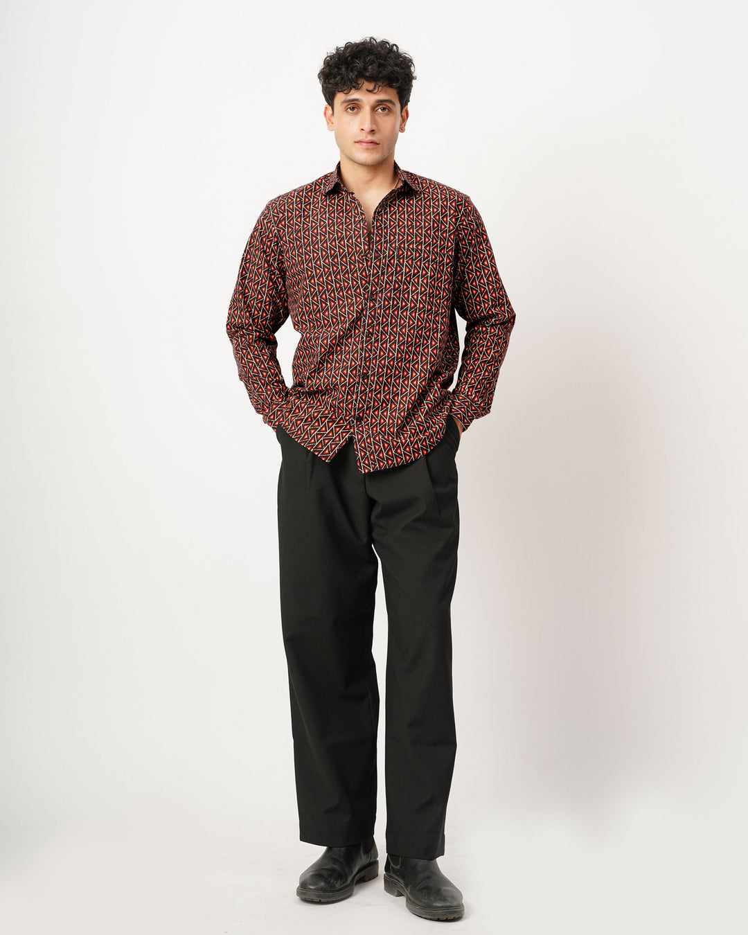 black printed full sleeve shirt for men