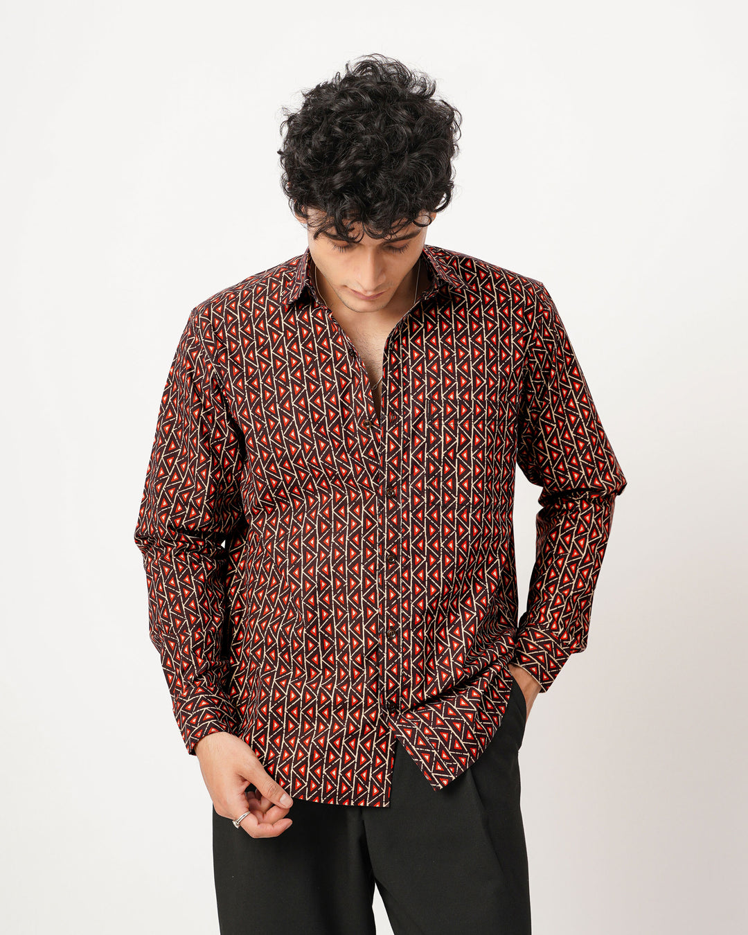 black printed full sleeve shirt for men
