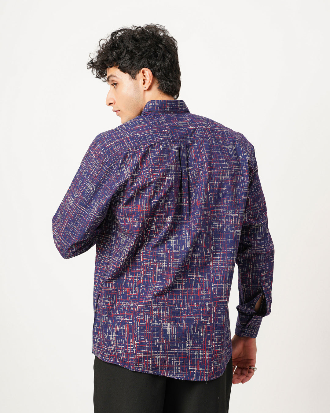 navy blue printed full sleeve shirt for men