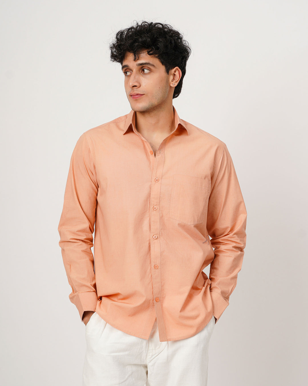 peach full sleeve shirt for men