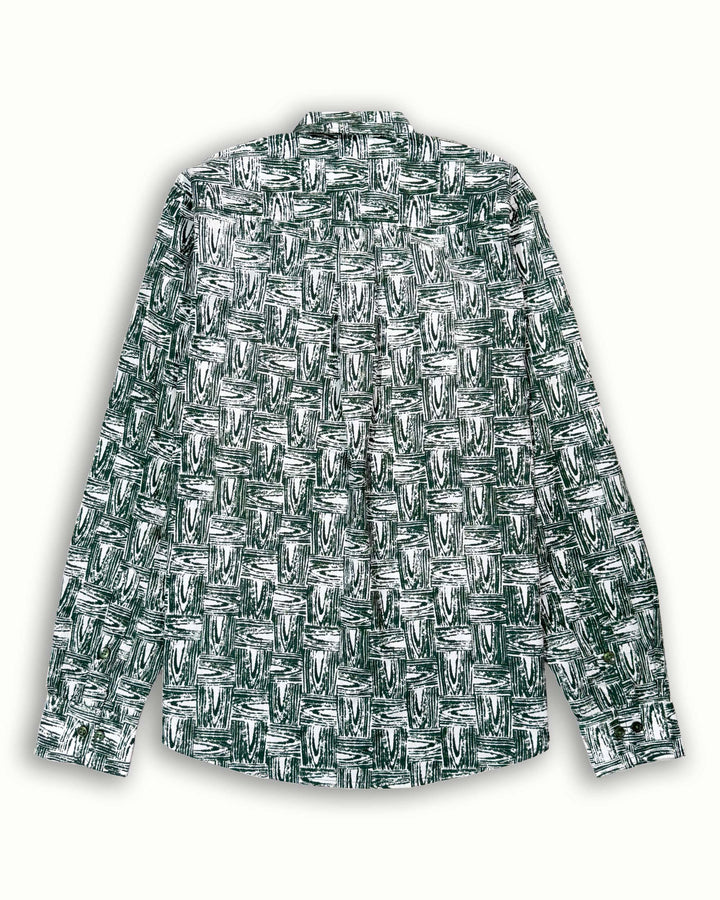 green printed full sleeve shirt for men