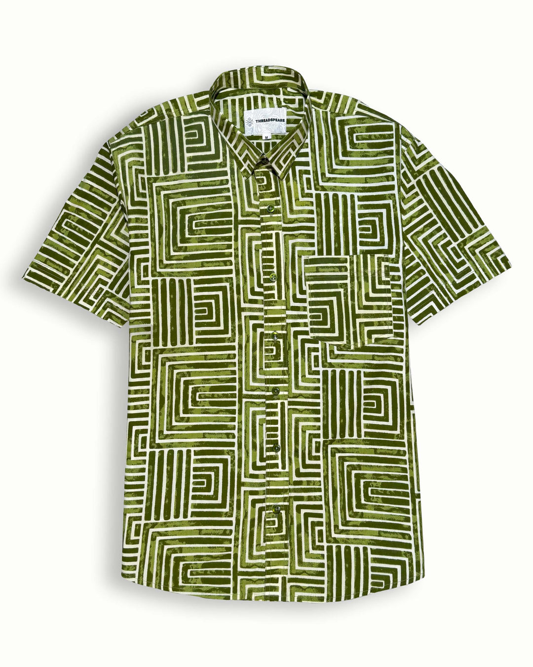 green printed half sleeve shirt for men