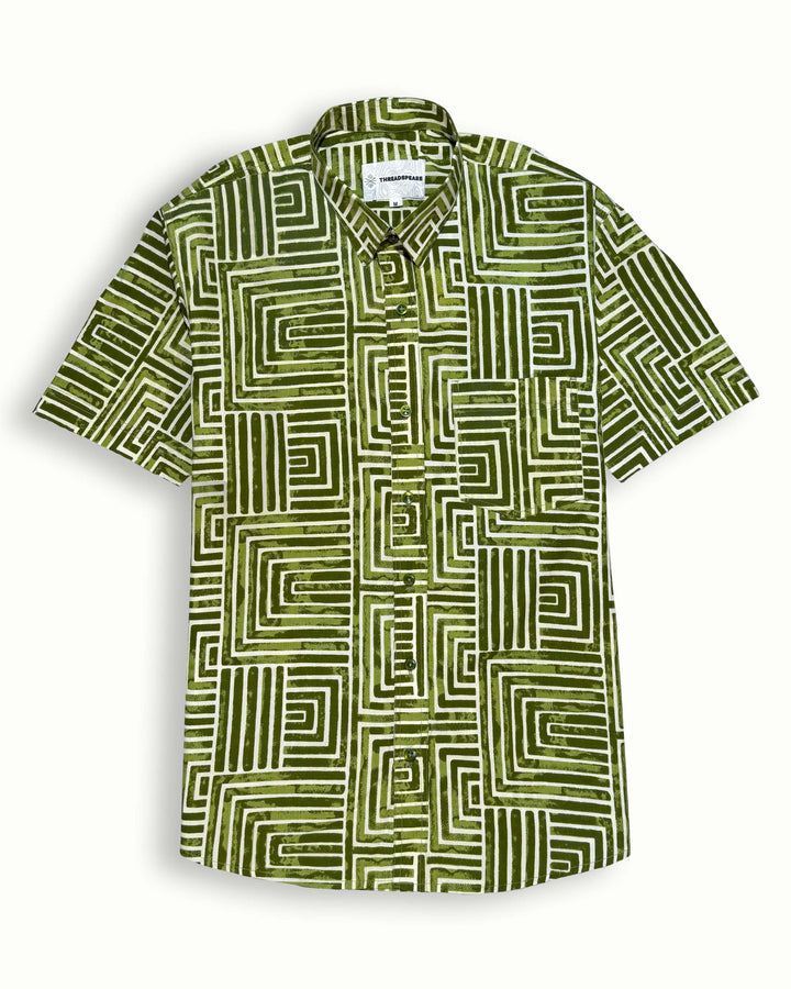 green printed half sleeve shirt for men