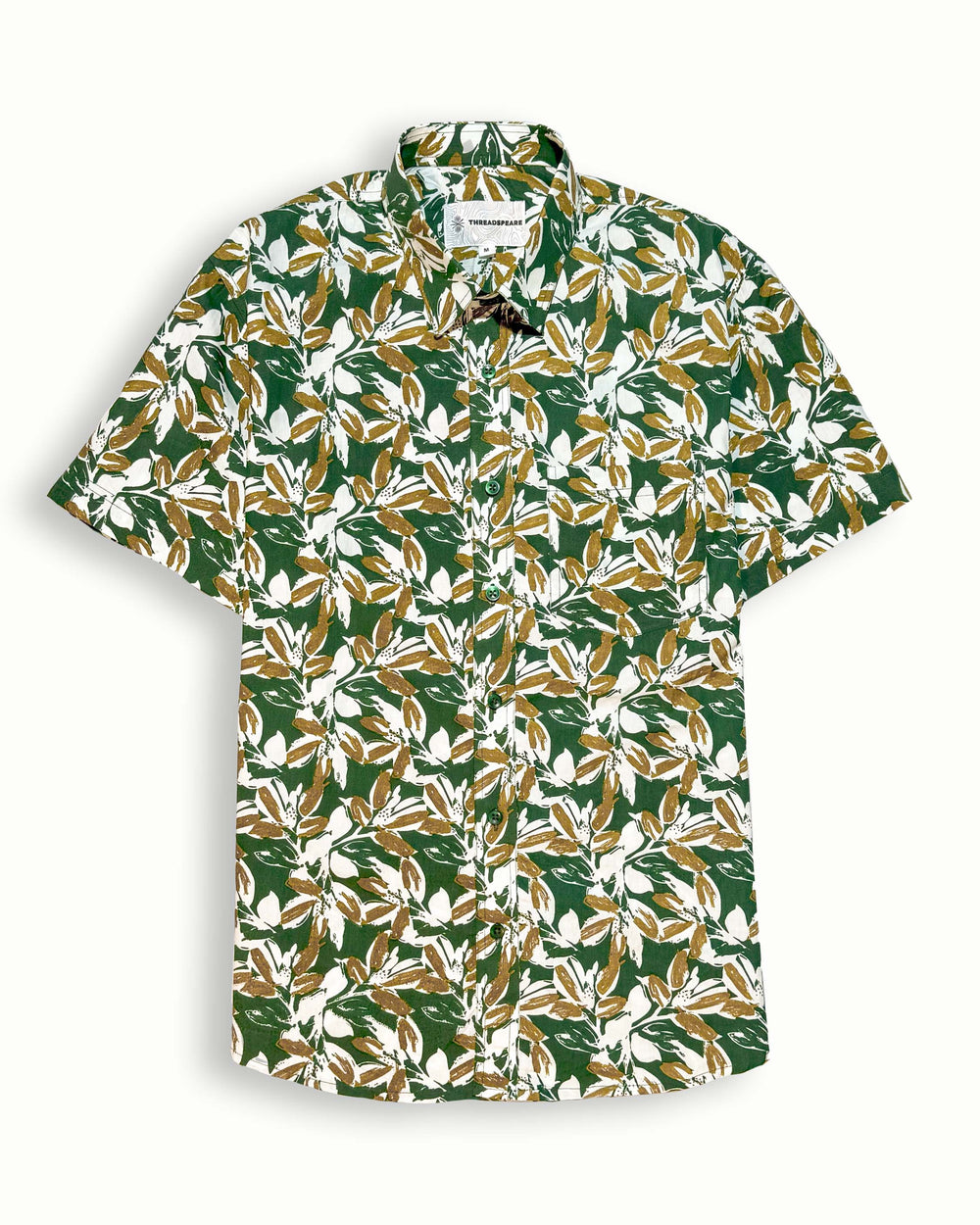 green printed half sleeve shirt for men
