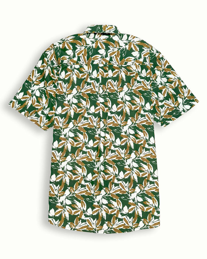 green printed half sleeve shirt for men