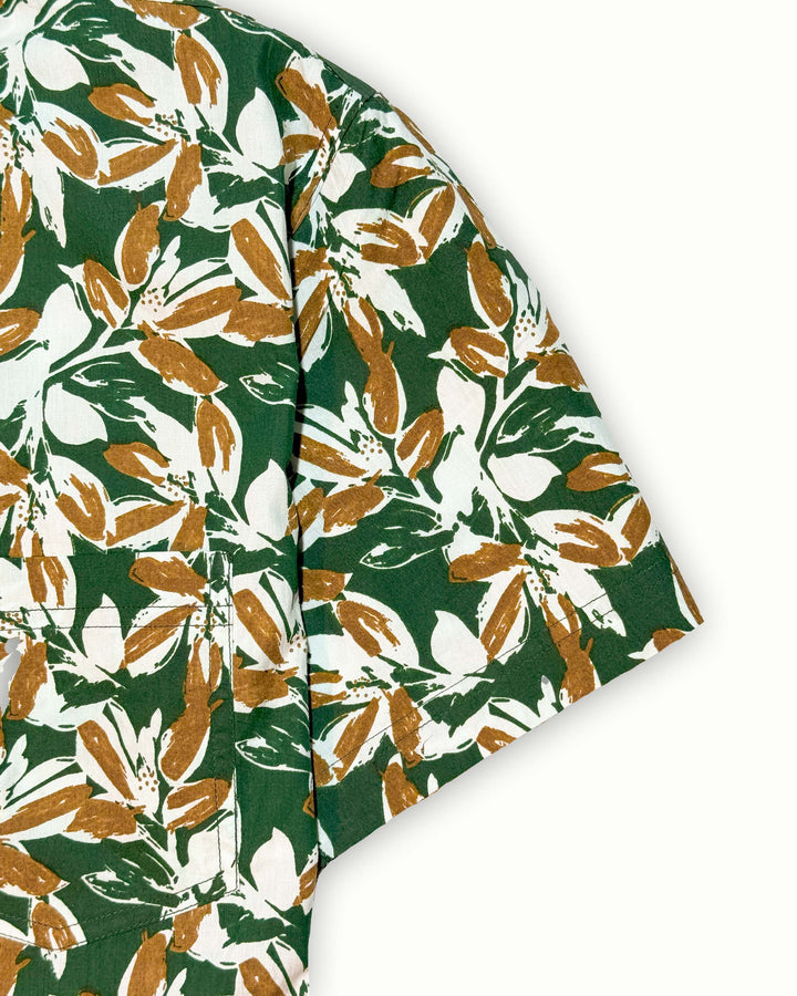 green printed half sleeve shirt for men
