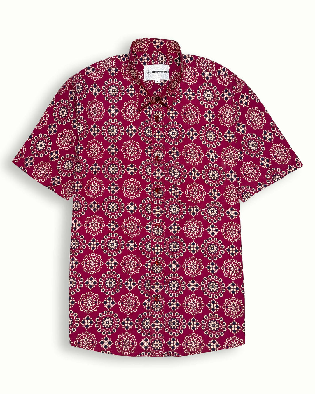maroon printed half sleeve shirt for men