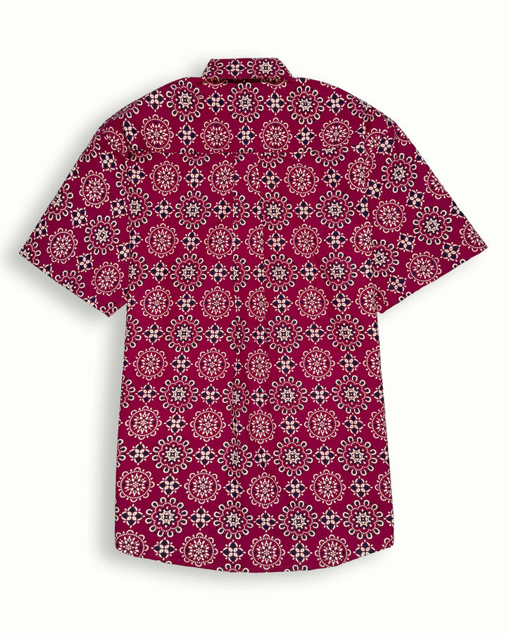 maroon printed half sleeve shirt for men