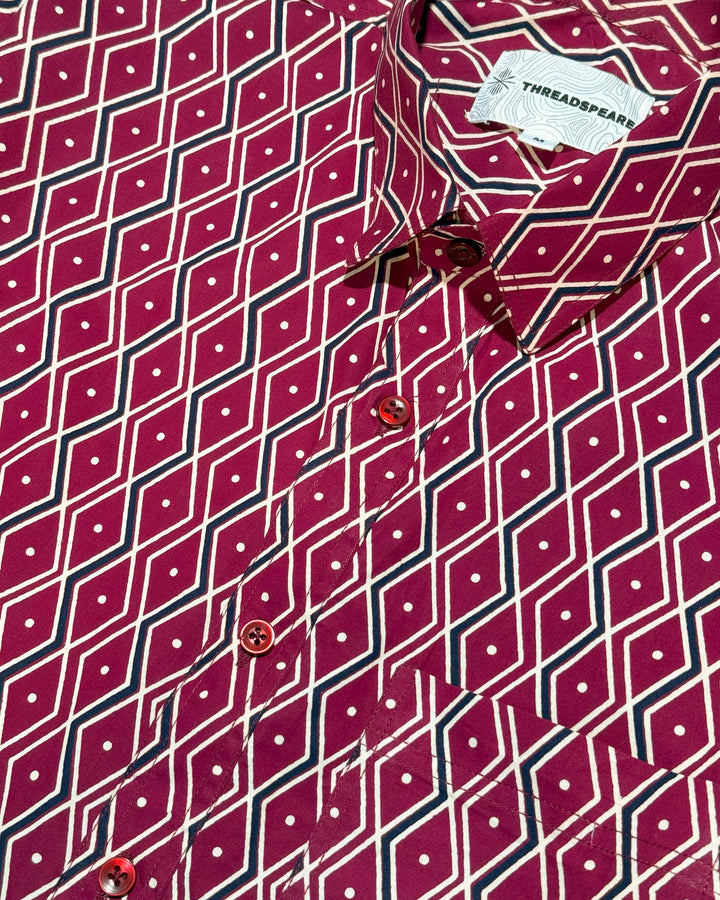 maroon printed half sleeve shirt for men