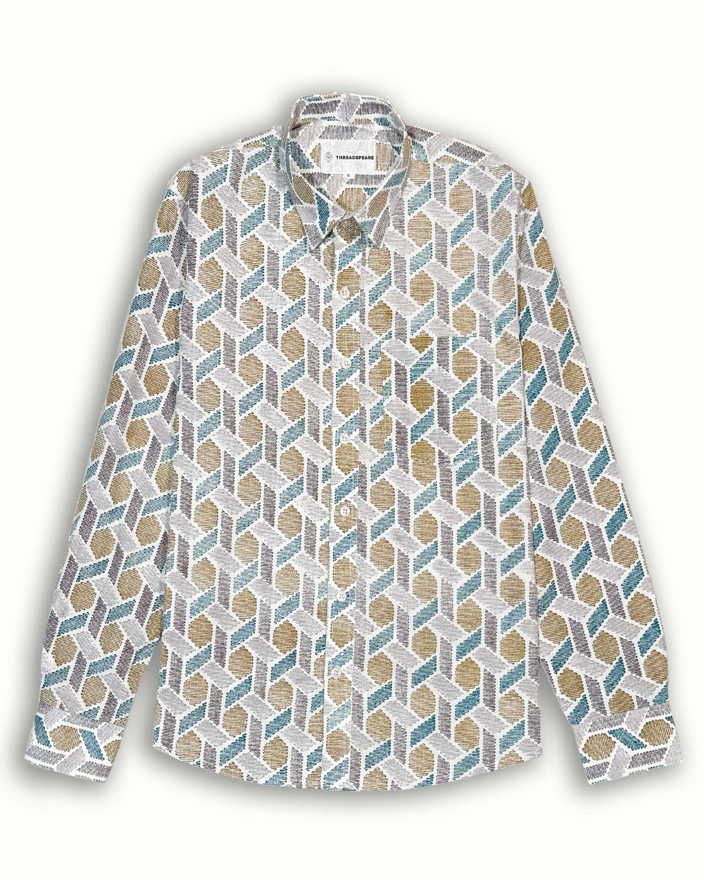 mustard black printed full sleeve shirt for men