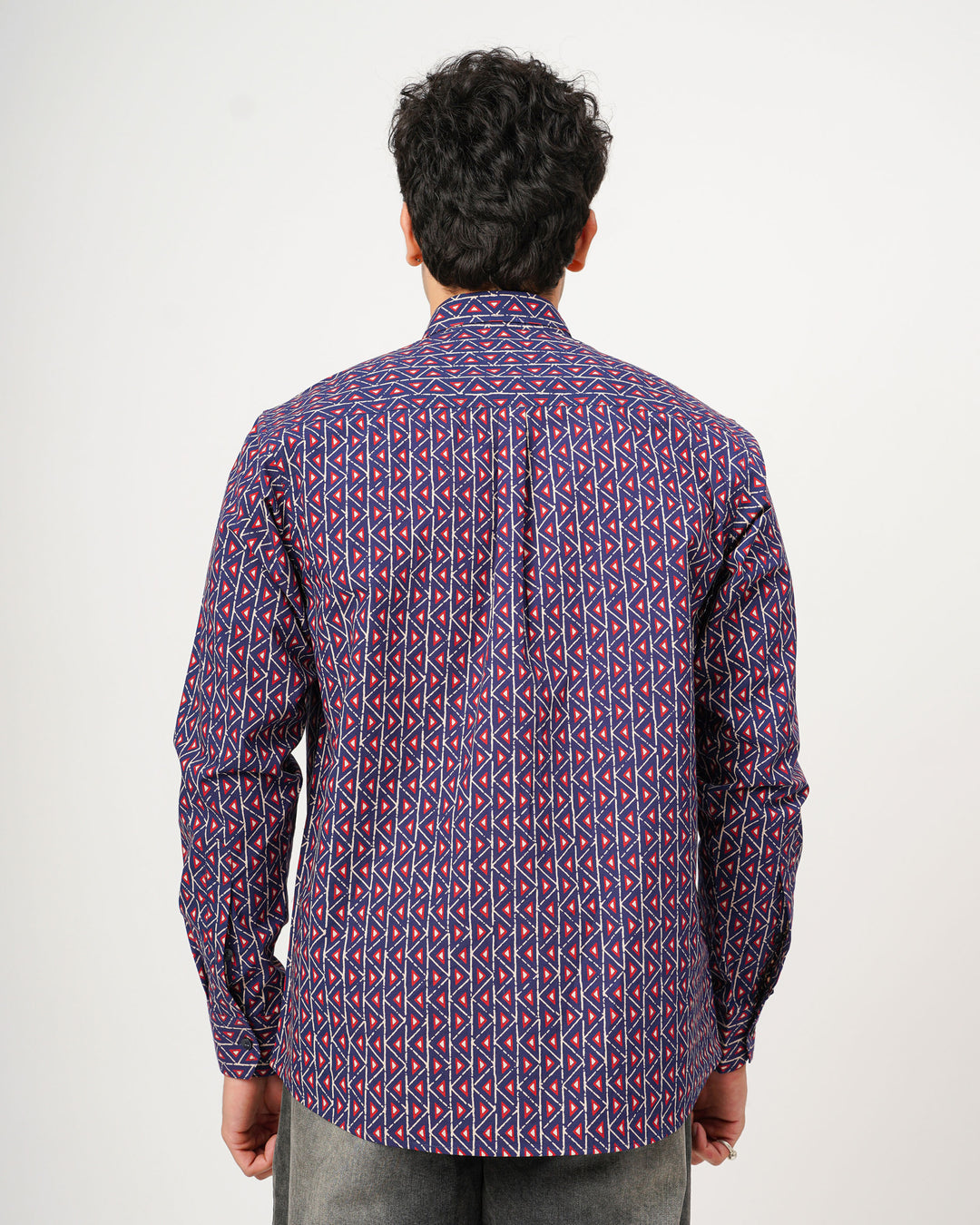 navy blue printed full sleeve shirt for men