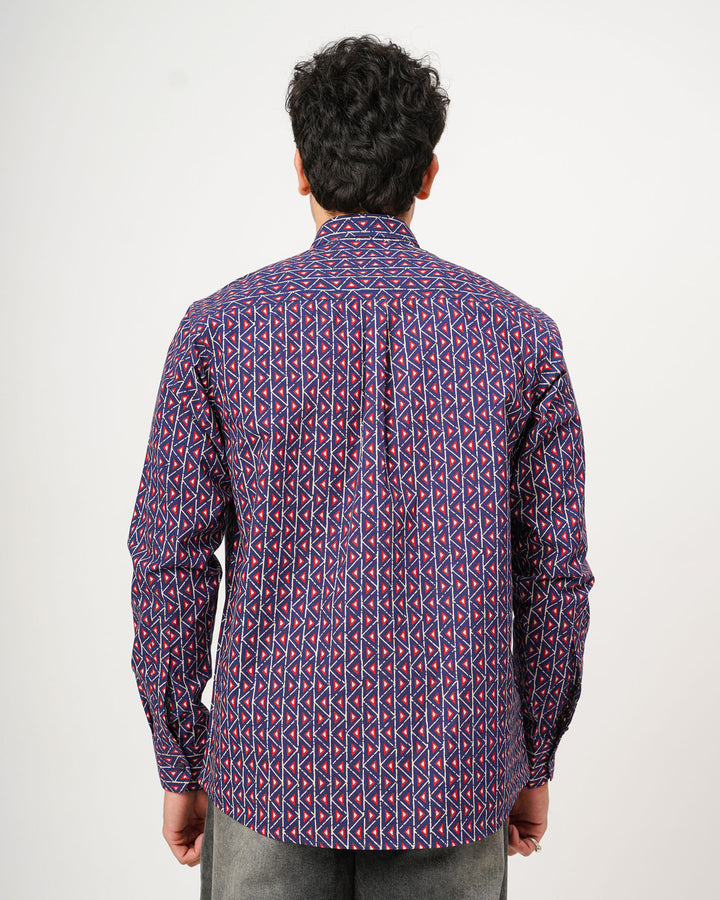 navy blue printed full sleeve shirt for men