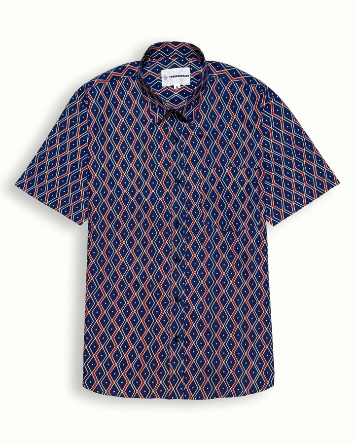 navy blue printed half sleeve shirt for men