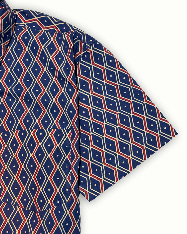 navy blue printed half sleeve shirt for men