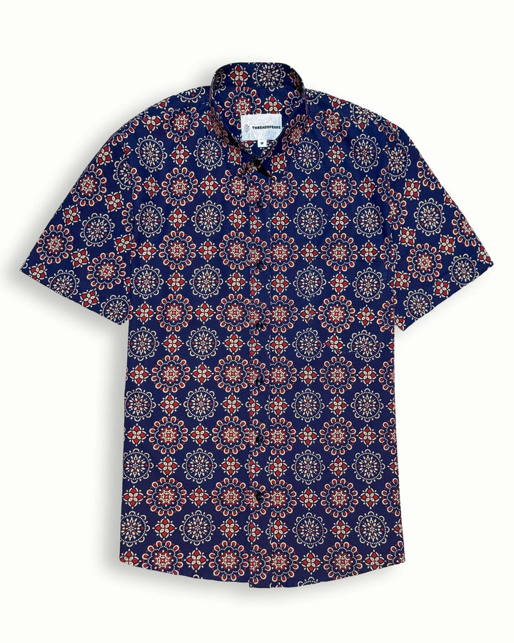 navy blue printed half sleeve shirt for men