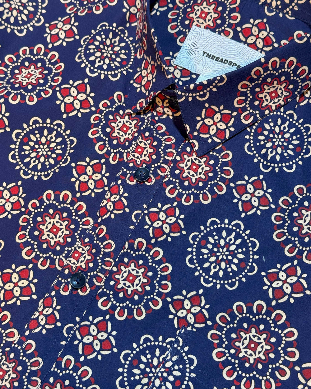 navy blue printed half sleeve shirt for men