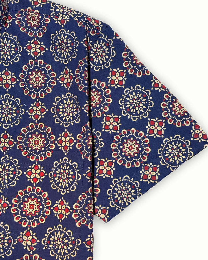 navy blue printed half sleeve shirt for men