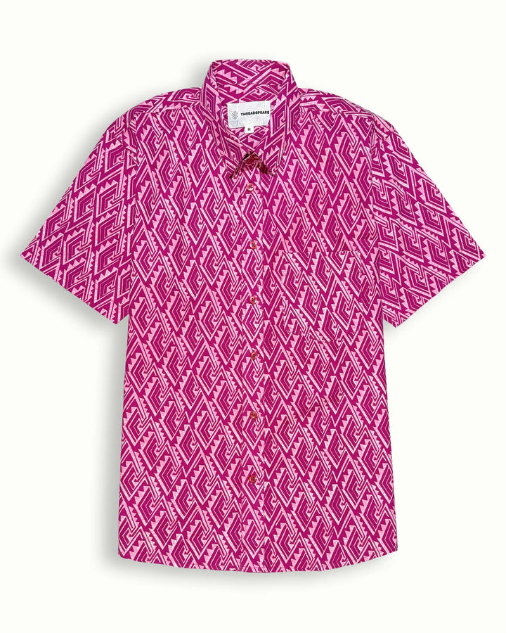 pink printed half sleeve shirt for men
