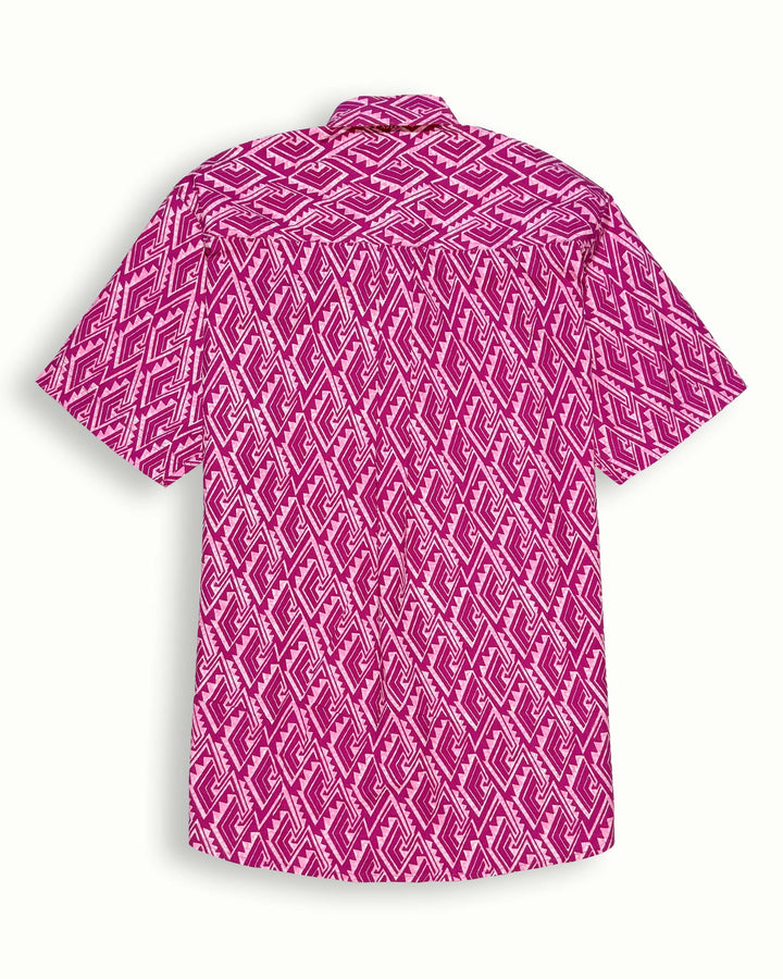 pink printed half sleeve shirt for men