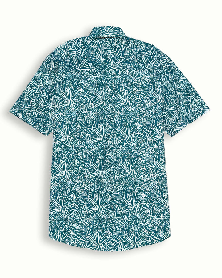 teal printed half sleeve shirt for men