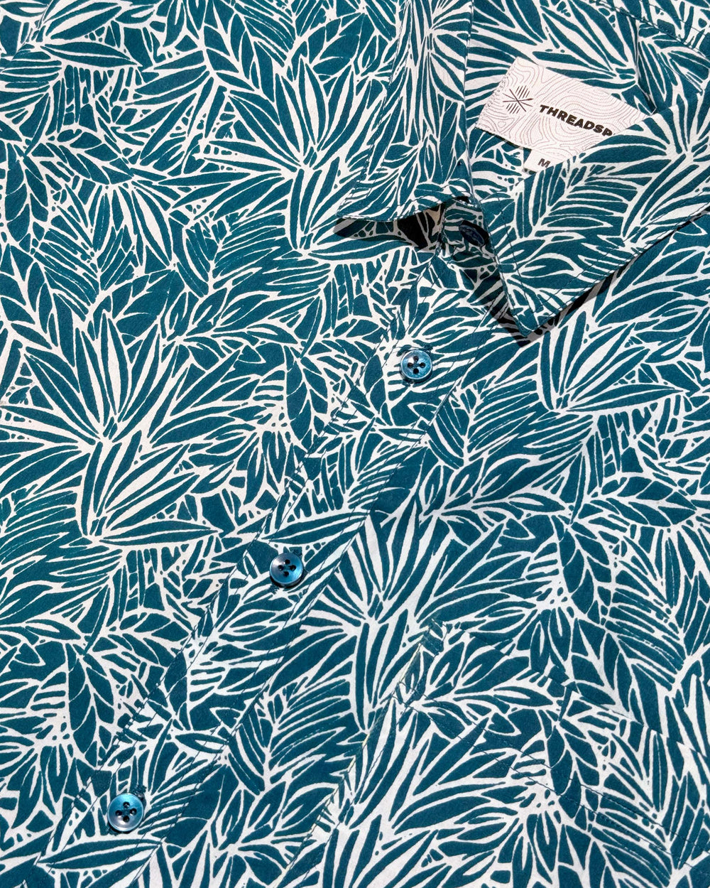 teal printed half sleeve shirt for men