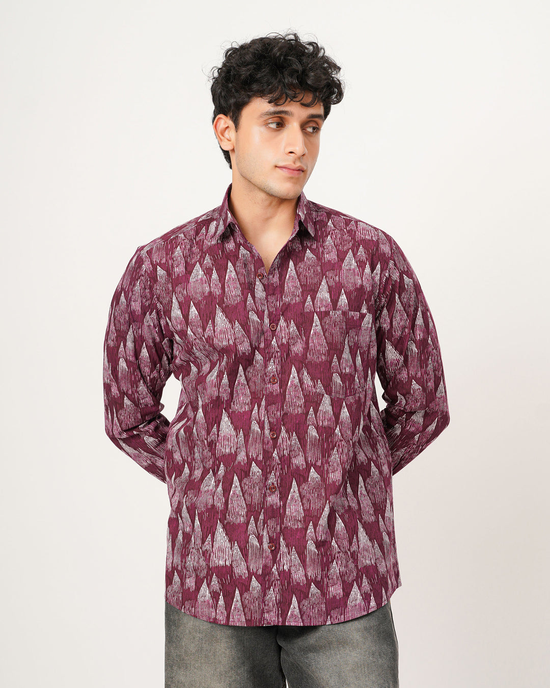 wine printed full sleeve shirt for men