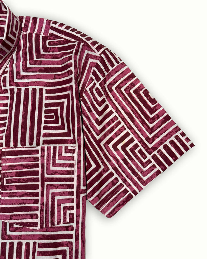 wine printed half sleeve shirt for men